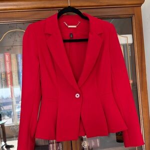 Tailored Red Peplum Suit Jacket